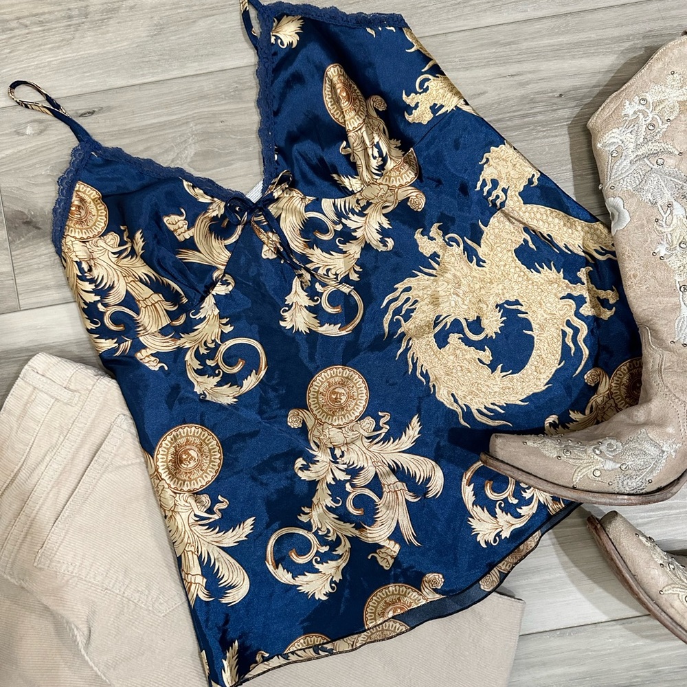 Elegant Navy and Gold Women's Top